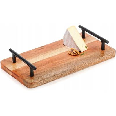 Excellent Podnos servírovací dřevěný s kovovými úchyty 30x15 cm