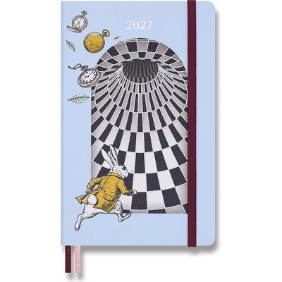 Moleskine Alice in Wonderland A5 denný 2027 svetlo modrý