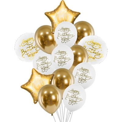 Balonkový buket Happy Birthday Gold