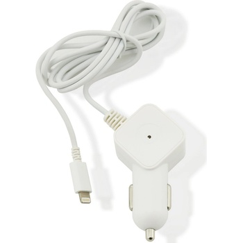 muvit Сертифицирано зарядно за кола с вграден Lightning кабел за iPhone и iPod - Muvit MFI Lightning 1A Car Charger (бял) (MUDCC0105)