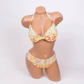 Image 1 of Свеж бански в оранжево и бяло със сини точки - чашка В