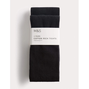 Marks & Spencer Училищни чорапи с висок процент памук (2-16 години), 2 бр. в опаковка Marks & Spencer черна Marks & Spencer | Cheren | Момчешки | 6-7 години