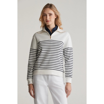 Gant Breton Rib Half Zip Sweat Eggshell