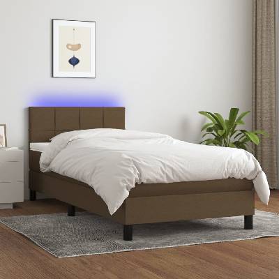 vidaXL 3133113 Boxspring postel s matrací a LED textil / barva tmavě hnědá