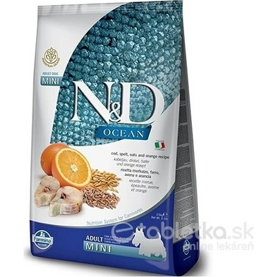 N&D Ocean Dog Adult Mini Ancestral Grain Cod Spelt Oats & Orange 2,5 kg