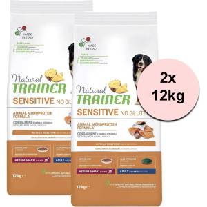 Natural Trainer Natural SENSITIVE Без глутен Възрастни Средни / Макси Сьомга 2 x 12 кг