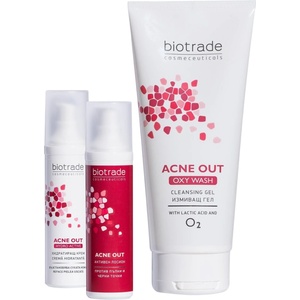 Biotrade Acne Out Комплект - Измивен гел, Активен лосион против пъпки и Хидратиращ крем, 200 + 2 х 60 ml