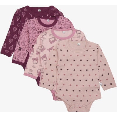 Pippi dojčenské body s dlhým rukávom OEKO TEX set 4ks