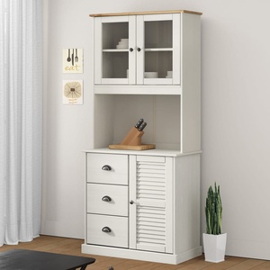 vidaXL Висок шкаф VIGO, бял, 78x40x175 см, бор масив (3188305)