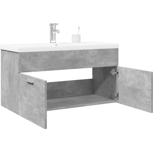 vidaXL Шкаф за мивка за баня с вградена мивка, бетонно сив (3324860)