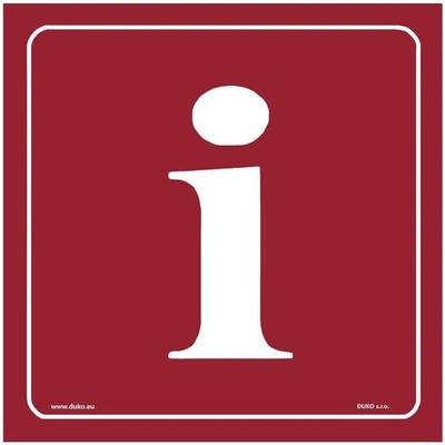 DUKO INFORMACE symbol červený Formát: 90 x 90 mm