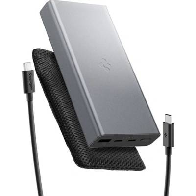 Spigen EA3020 аварийно зарядно устройство с USB+2 Type-C изхода, 20000mAh, LED индикатор + кабел Type-C, ТЪМНОСИВО (ABA09434)
