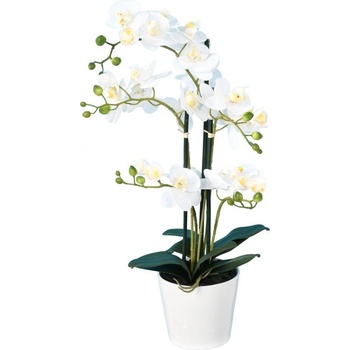 Umělá květina Orchidej bílá DELUXE, 60cm
