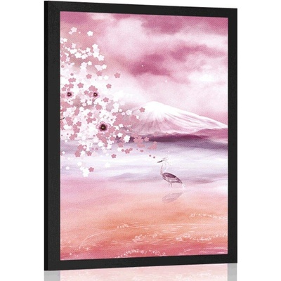 Plakát volavka v růžovém provedení - 40x60 white
