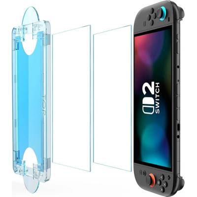 Techsuit Протектор за Nintendo Switch 2, устойчив на 9H - Techsuit - (2 броя) Premium Tempered Glass SwitchAura с апликатор (NS1) - Прозрачен