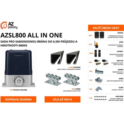 AZSL800 ALL IN ONE M - sada pro samonosnou bránu do 6,5m průjezdu a hmotnosti 600kg