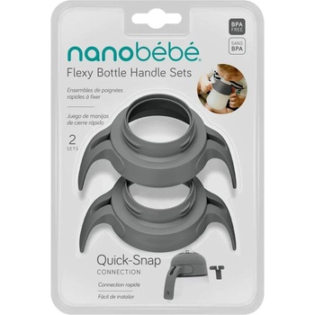 Image 1 of Nanobebe Дръжки за силиконови бутилки Nanobebe - 2 броя, сиви (31674)