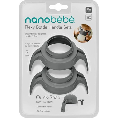 Nanobebe Дръжки за силиконови бутилки Nanobebe - 2 броя, сиви (31674)