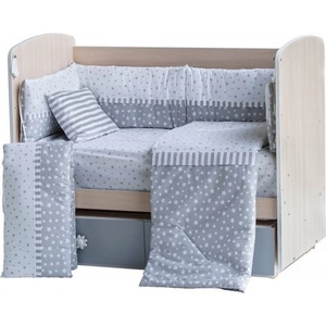 Dizain Бебешки спален комплект Дуо Сиви Звезди Ластик Цип Comfort Line