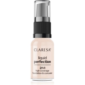 Claresa Liquid Perfection 2in1 високо покривен фон дьо тен цвят 101 Light 18 гр