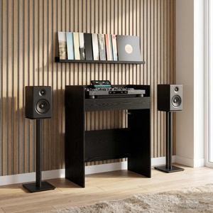 vidaXL DJ маса Черен дъб 82 x 45 x 102 см Инженерна дървесина (8006749)