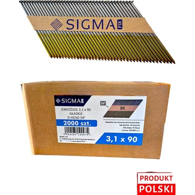Hřebíky SIGMA-FIX spojené papírem 3,1x90 mm hladké 2000 ks