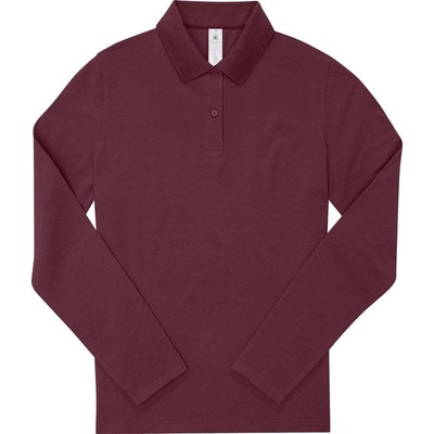 B&C My Polo 180 LSL /women Dámske piqué polo s dlhým rukávom červená burgundy