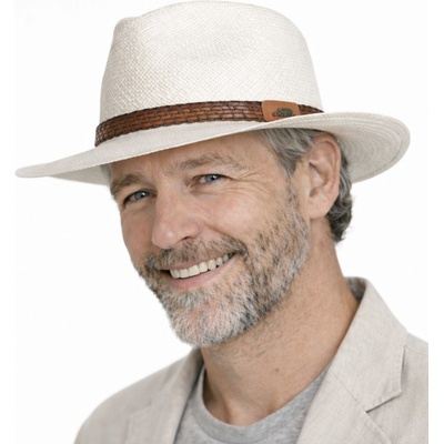 Ekvádorský panama klobouk Fedora ručně pletený bílý