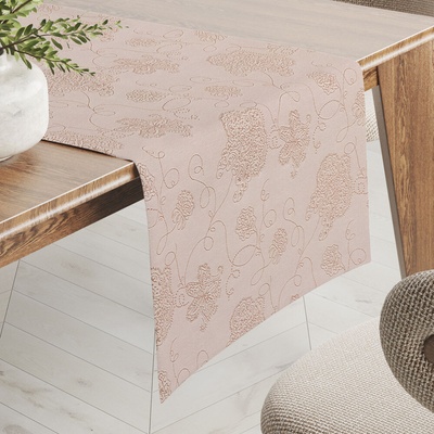 Biante Teflonový běhoun TF-129 Hnědé květované ornamenty na šedobéžovém 45x160 cm
