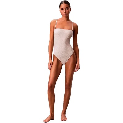 Calvin Klein Бански костюм Calvin klein LV00Q62709 Bandeau swimsuit - White (21038 Stippled Skin/ Tofu)
