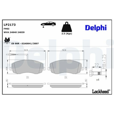 Sada brzdových platničiek kotúčovej brzdy DELPHI LP2173