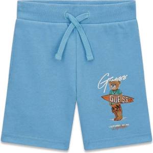 Guess Къси спортни панталони за мини момче в син цвят с мече Guess