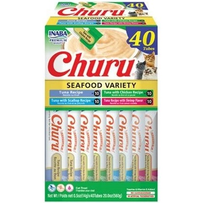 Pamlsok Inaba Churu cat Tuniak s morskými plodami 4 príchute 40 túb 560 g