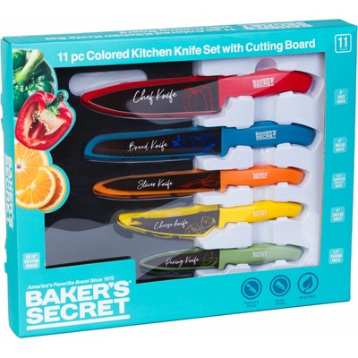 Baker's Secret sada farebných kuchynských nožov 11 ks