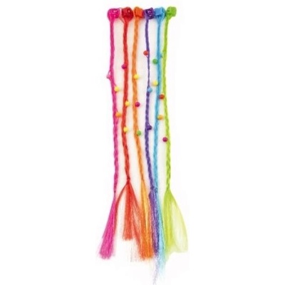 Teddies Фиби/Щипки за коса 6бр пластмасови с цветни плитки 30см 2 вида