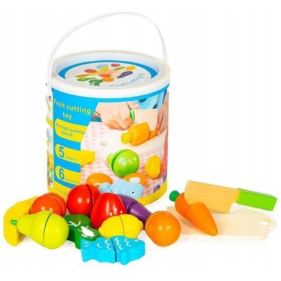 Eco Toys Дървени зеленчуци и плодове за рязане, 13 части, ecotoys, над 3 години (hc517244)
