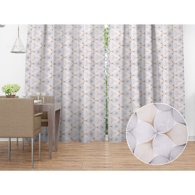 Biante Dekorační závěs PML-031 Designové geometrické obrazce na bílém 145x260 cm