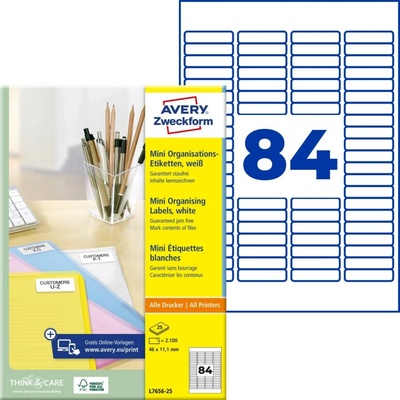 Avery Zweckform L7656-25 bílé 46mm x 11.1mm