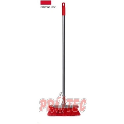 Smeták s násadou 28x5,5 cm červeno/šedý hůl 118cm