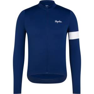 Rapha Мъжка фланелка с дълъг ръкав за колоездене Rapha Core Thermal Long Sleeve Jersey Cycling jersey - Navy / White (056-3830-0513)