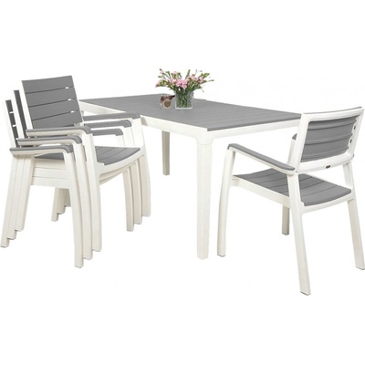 Keter Harmony set stôl + 4 stoličky biela/svetlosivá