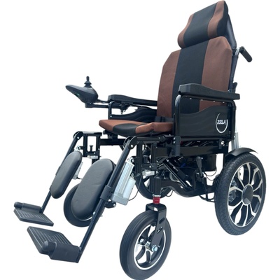 Zoela 6005AR Elektrický skládací vozík s automatickým polohováním nohou i opěrky hnědé polstrování