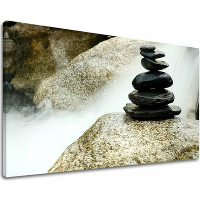 Papilora Obraz kamenných stohov v čiernych a bielych tónoch na plátne – Feng Shui - 30x40 cm