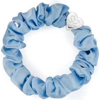 By Eloise London Silk Scrunchie Silver Heart Ластик за коса за жени цвят Sky Blue