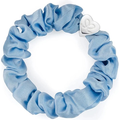 By Eloise London Silk Scrunchie Silver Heart Ластик за коса за жени цвят Sky Blue