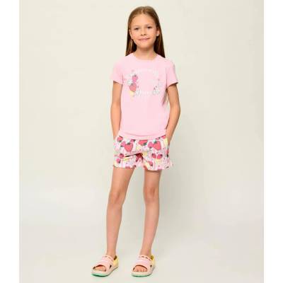 Guess Памучни спортни панталони райе за мини момиче с плодове Guess