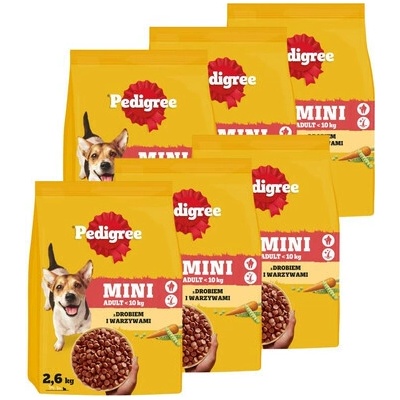 Pedigree Adult Mini s hydinou a zeleninou 6 x 2,6 kg