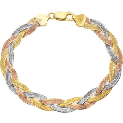Bealio 08988 stříbrný náramek PLETENÝ 8 mm celobroušený TRICOLOR 18 cm 03-08988-3242