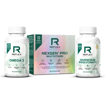 Reflex Nutrition Nexgen Pro 90 kapsúl + Reflex Nutrition Omega 3 90 kapsúl + Reflex Nutrition Bisglycinát horčíka 90 kapsúl
