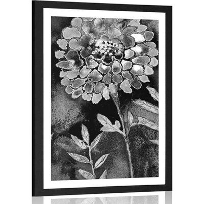 Plakát s paspartou nádherné květiny v černobílém provedení - 30x45 white